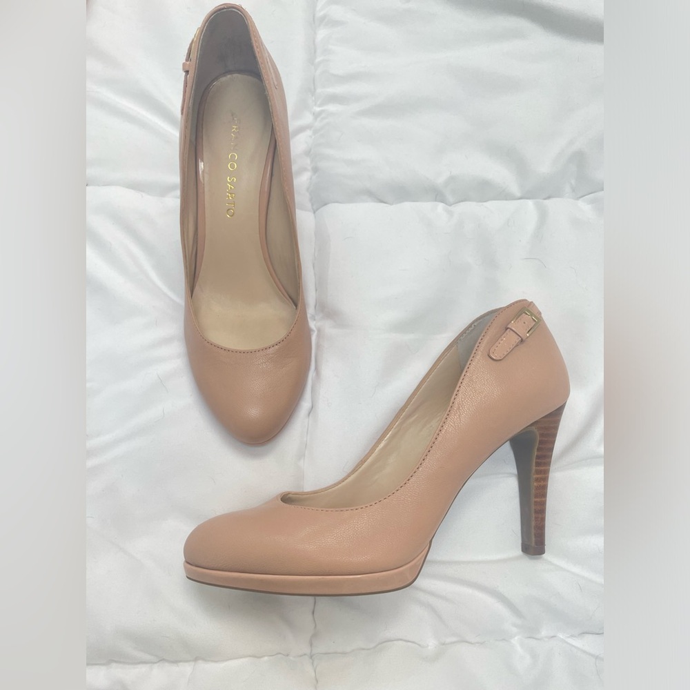 Frank Sarto Nude Heels Almond Toe Size 6.5